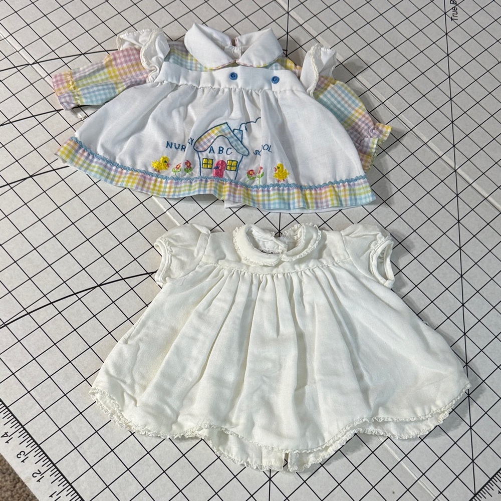 Lot of 2 Vintage Infant Dresses – 0-6 Months – ca 1970s